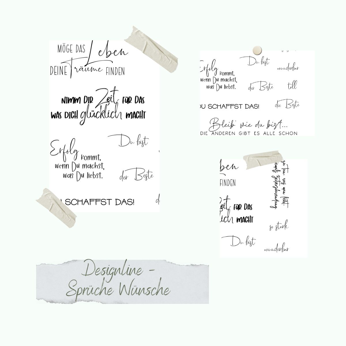 CD-St-988-Designline-Srp-che-W-nsche Set de sellos - Designline - Sprüche Wünsche