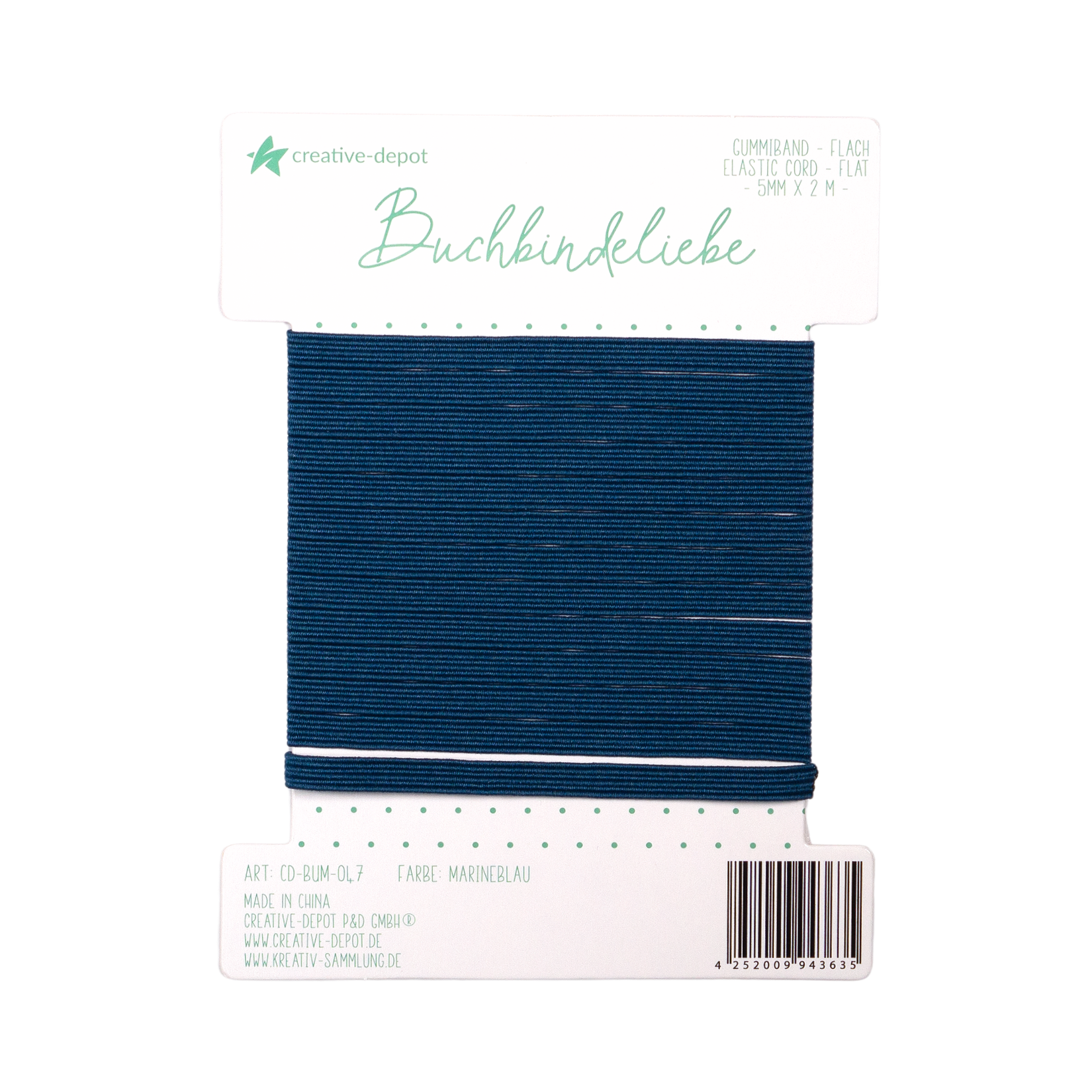 Gummiband - Marineblau - flach - Buchbindeliebe