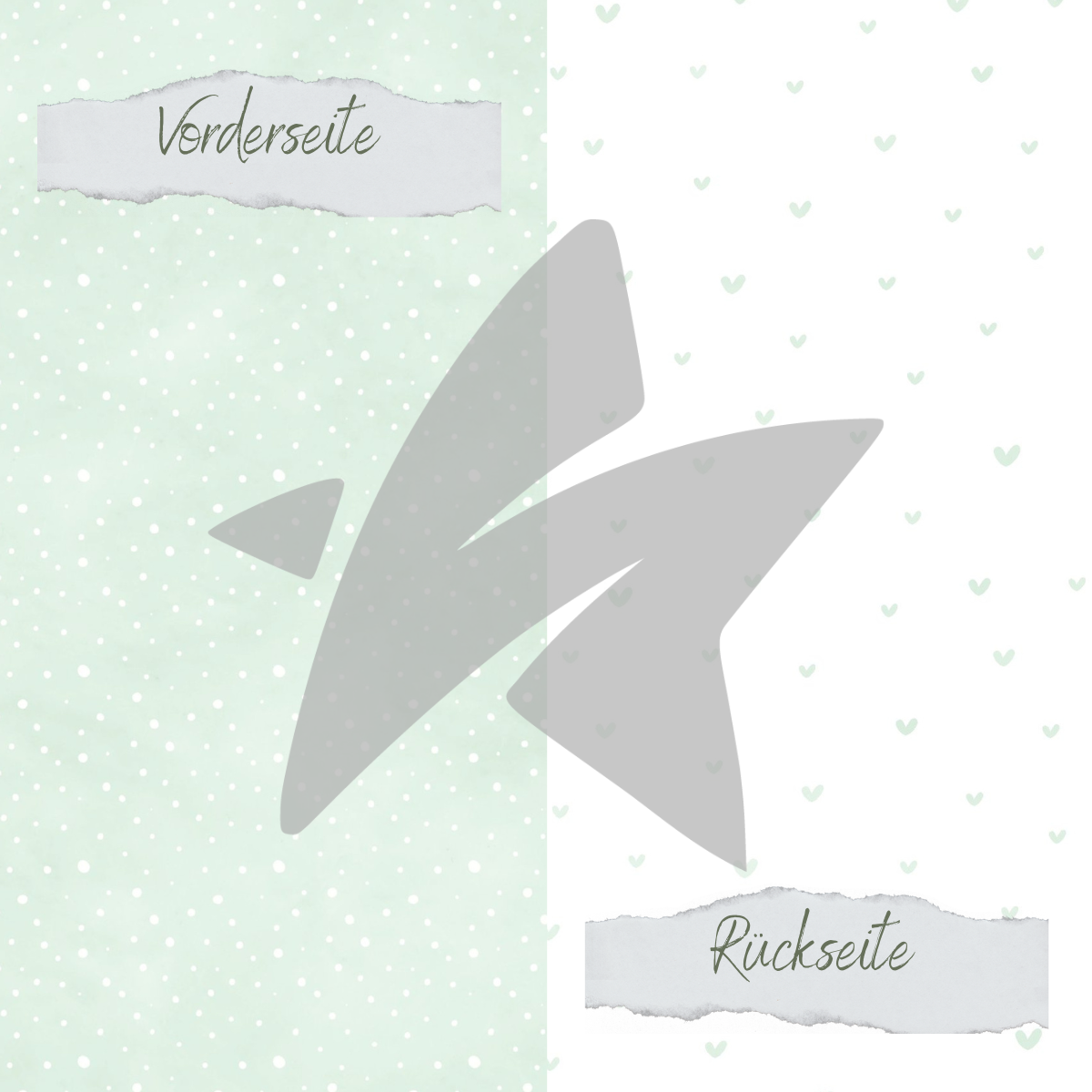 CD-BP-060 Papier Design - Basic - Babymint - Doodle Herzen + Sprenkel - Imprimé double face