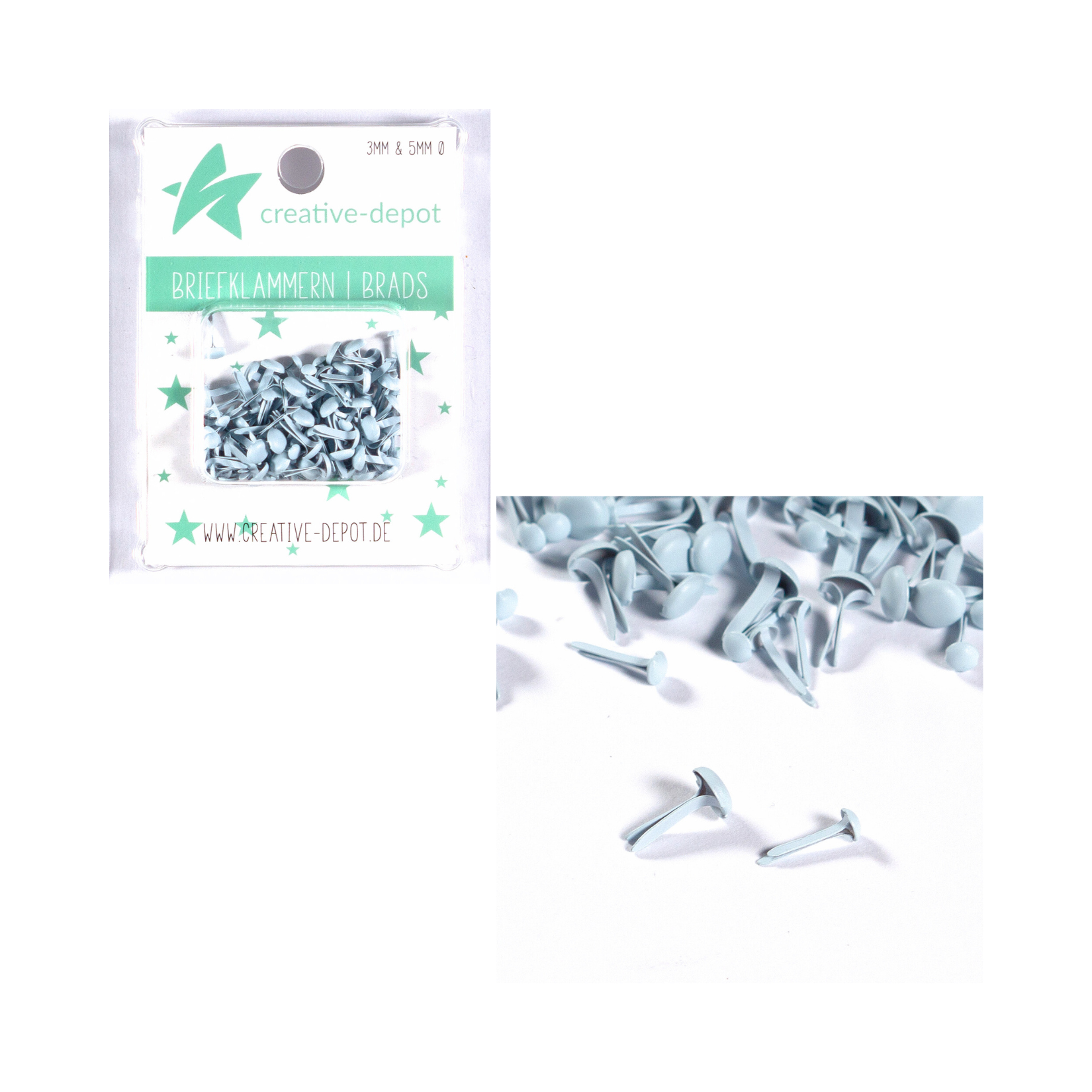 Brads - Baby Blau - Matt - 100 Stück