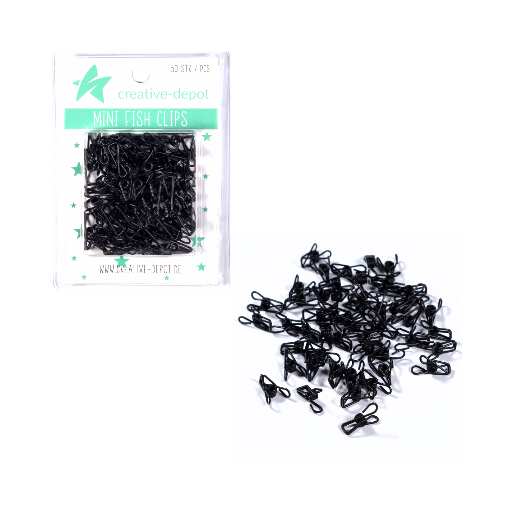 Mini Fish Clip - Schwarz - Matt - 50 Stück