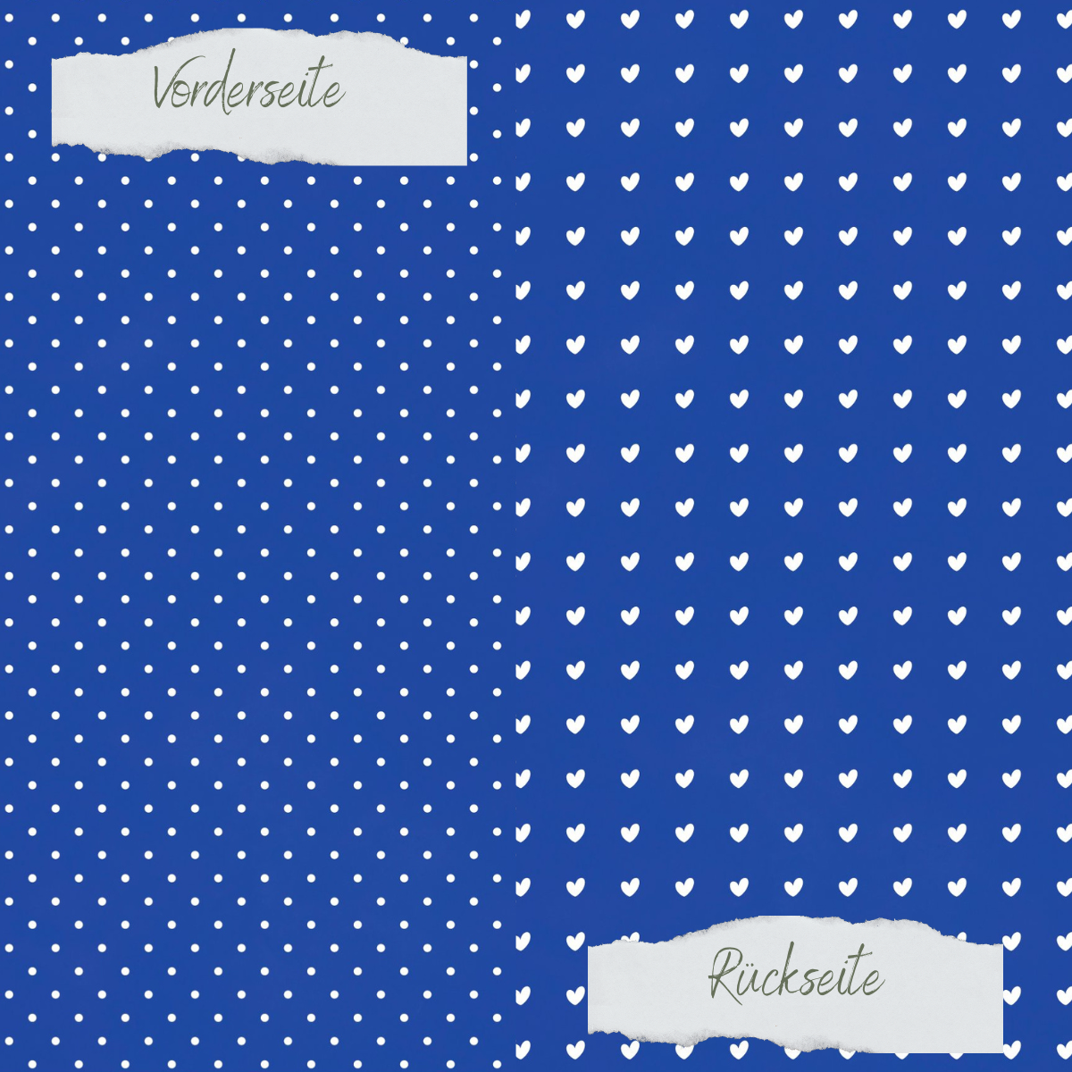 Papel de diseño - Basic - Tintenblau - Pünktchen + Herzchen - Doppelseitig bedruckt  