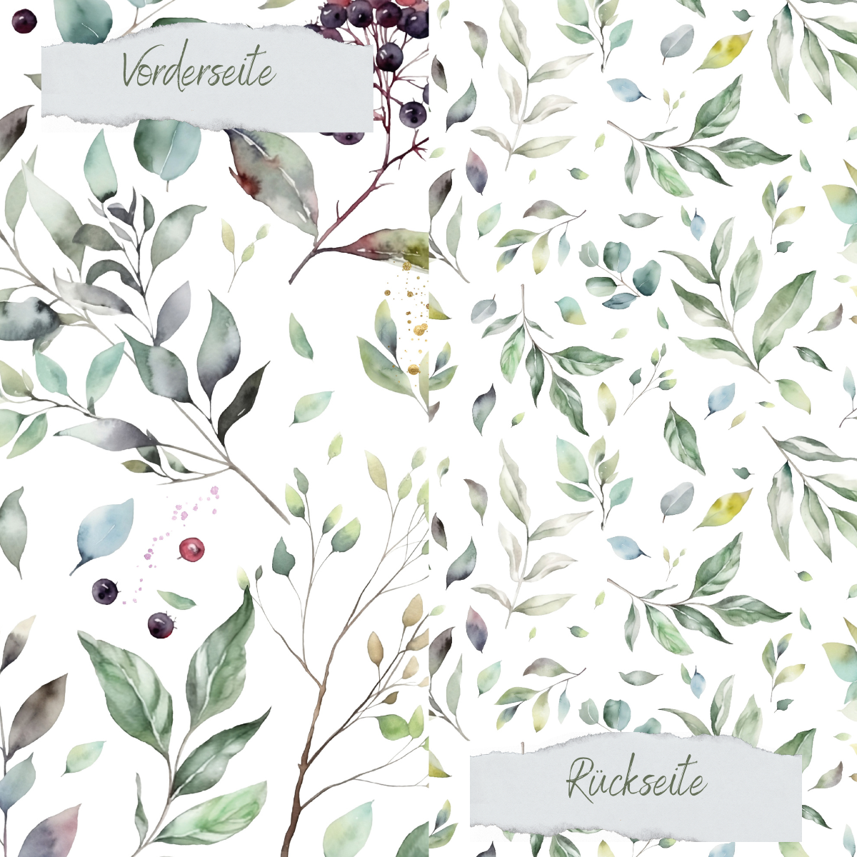 Designpapier - Blätter und Beeren - Doppelseitig bedruckt