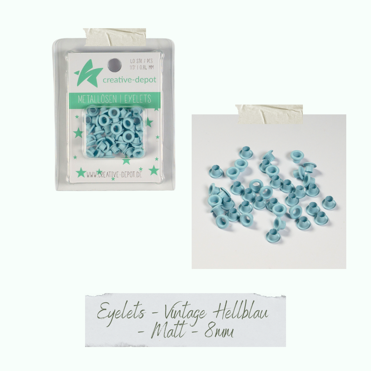 Eyelets - Vintage Hellblau - Matt - 8 mm Eyelets - Vintage Hellblau - Matt - 8 mm
