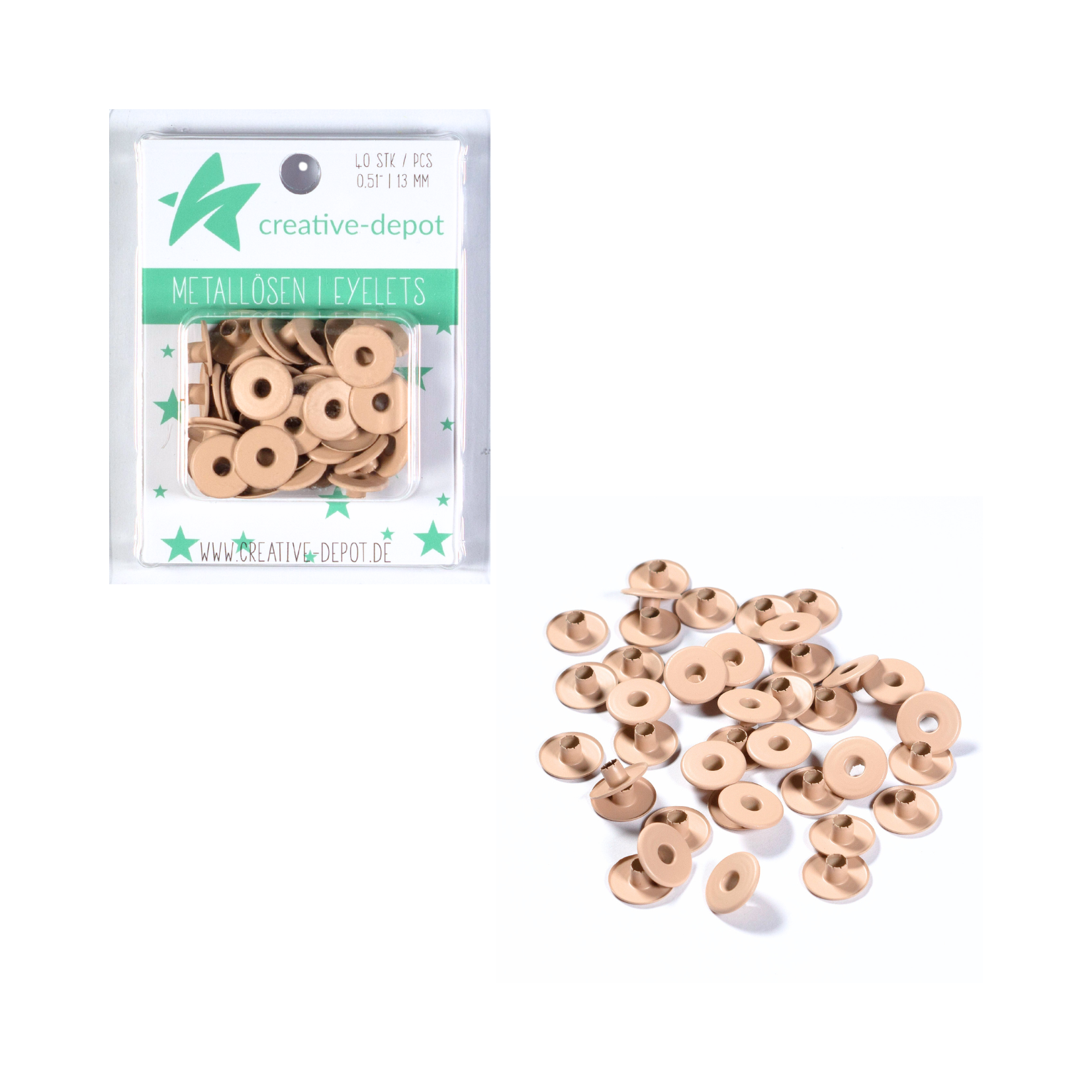 Breite Eyelets - Latte - Matt - 13 mm