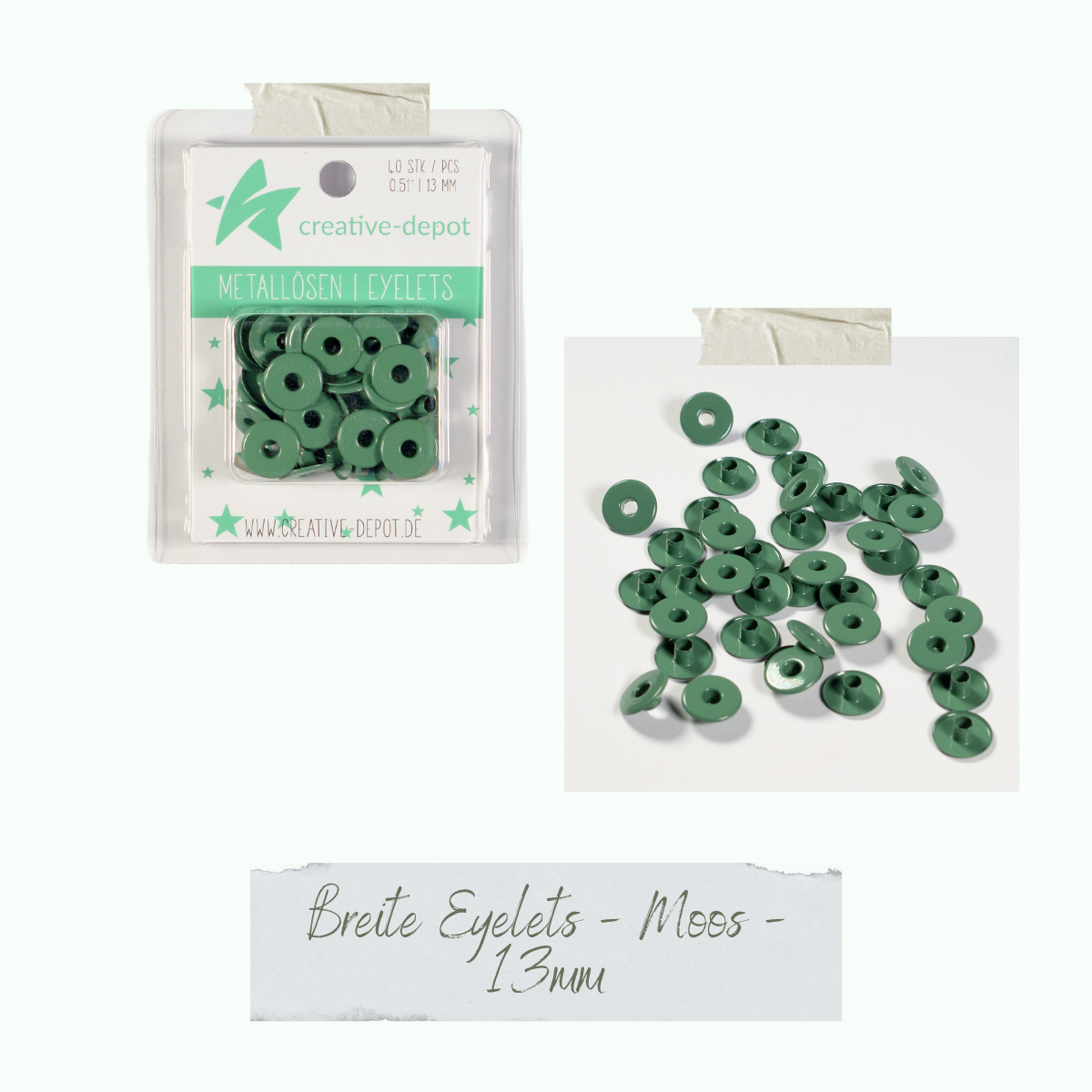 Breite Eyelets - Moos - 13 mm