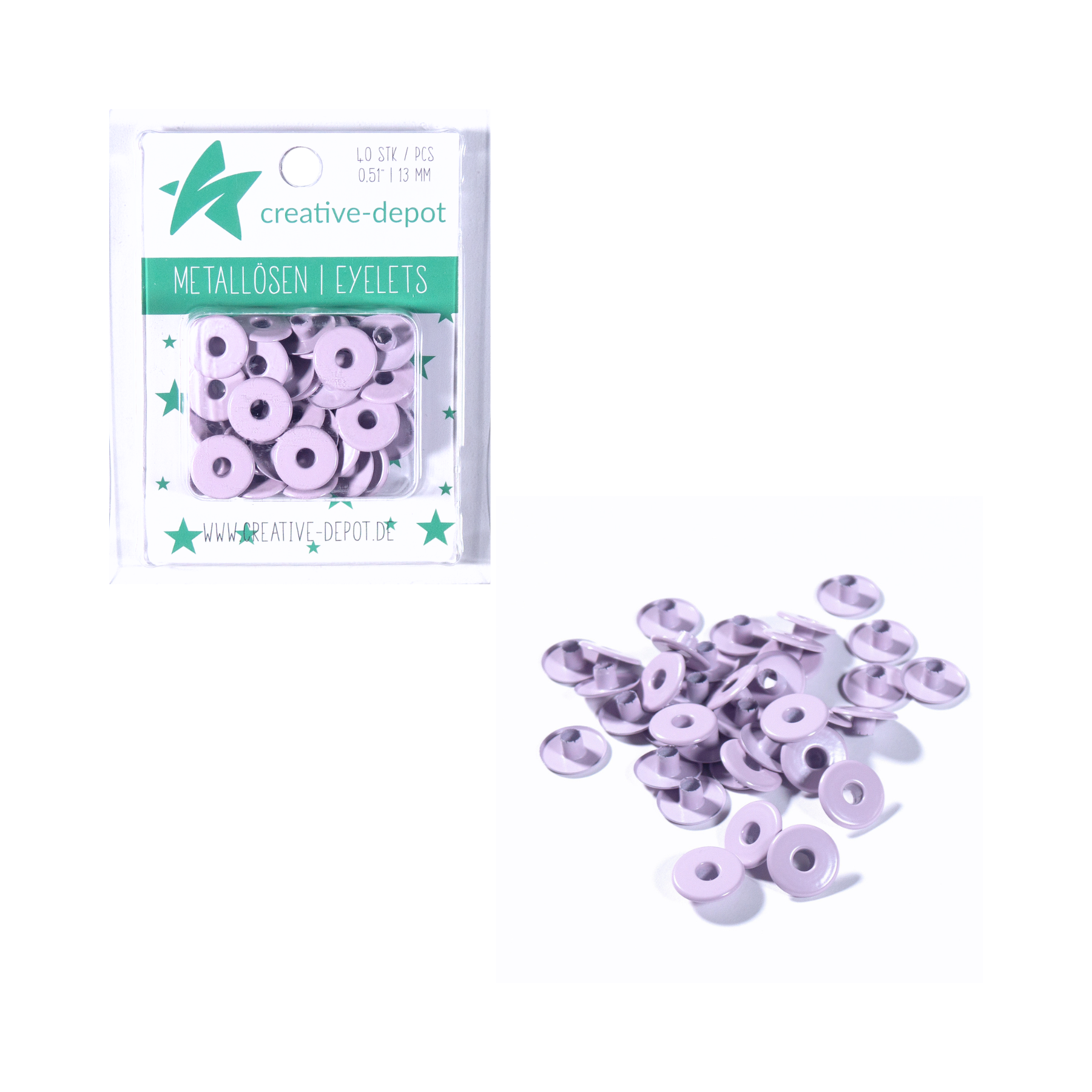 Oeillets larges - Lilas clair - 13mm