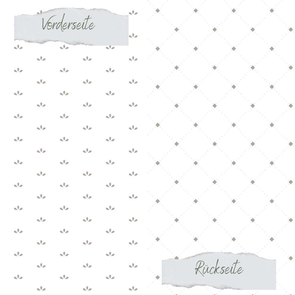 Designpapier - Basic - Taupe - Blütenblätter + Elegante Karos - Doppelseitig bedruckt