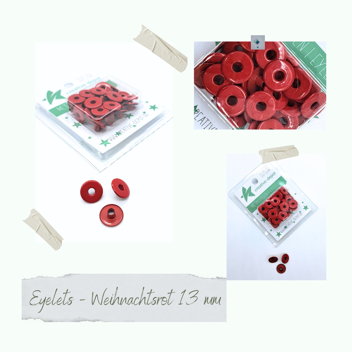 Breite Eyelets - Weihnachtsrot - 13mm