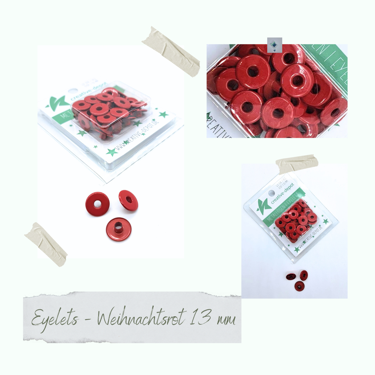 CD-EYB-027 Breite Eyelets - Weihnachtsrot - 13mm