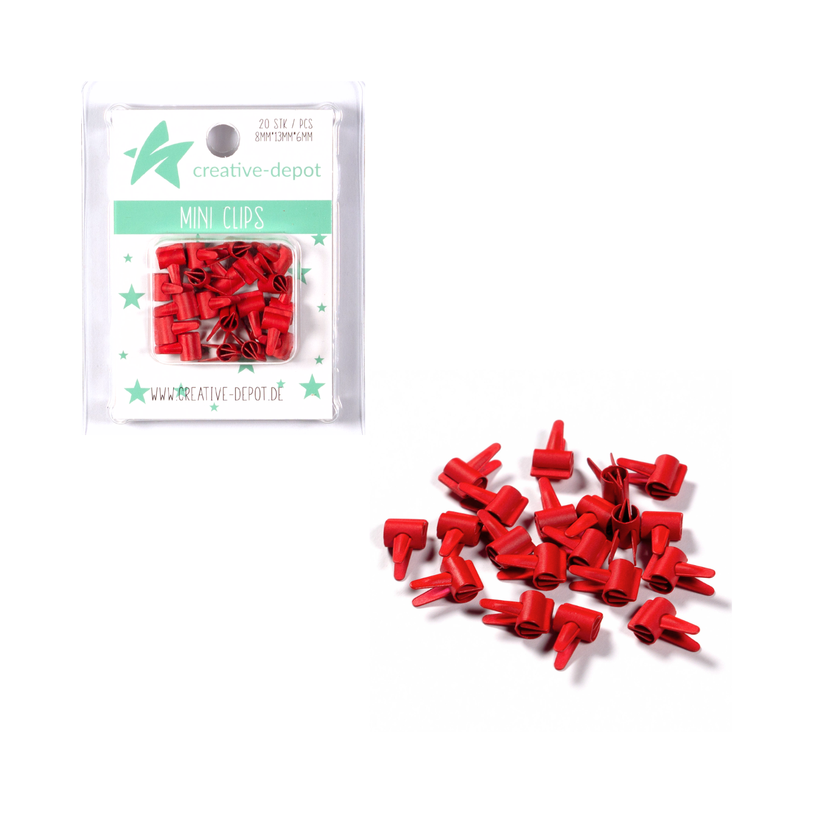 Mini Clip - Weihnachtsrot - Matt - 20 Stück