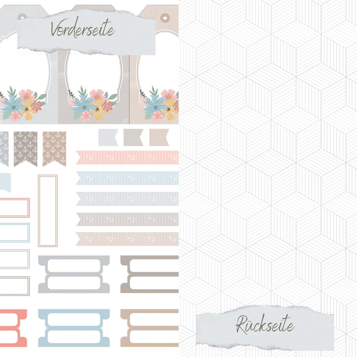 Papier design - Scrapliebe - Lüttes Glück - Étiquettes et onglets - Imprimé recto-verso