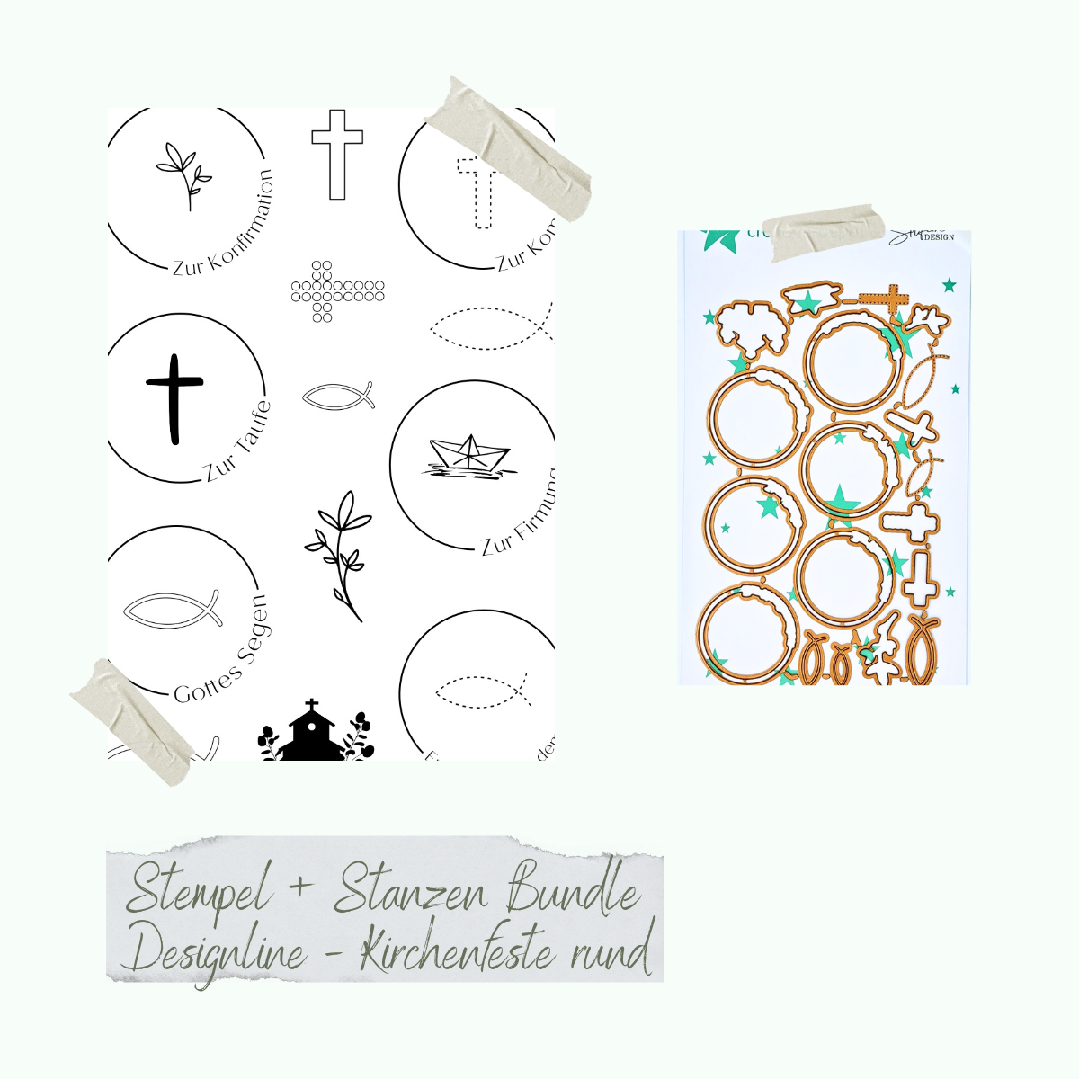 Bundle - Designline - Kirchenfeste rund - Stempelset & Stanze