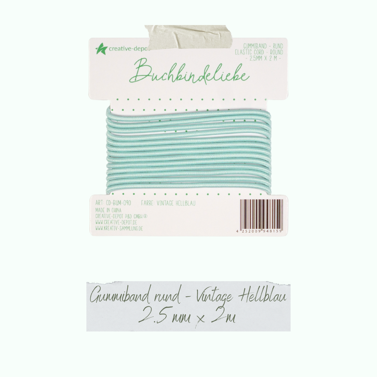 CD-BUM-090_Gummiband-rund-Vintage-Hellblau Gummiband - Vintage Hellblau - rund - Buchbindeliebe