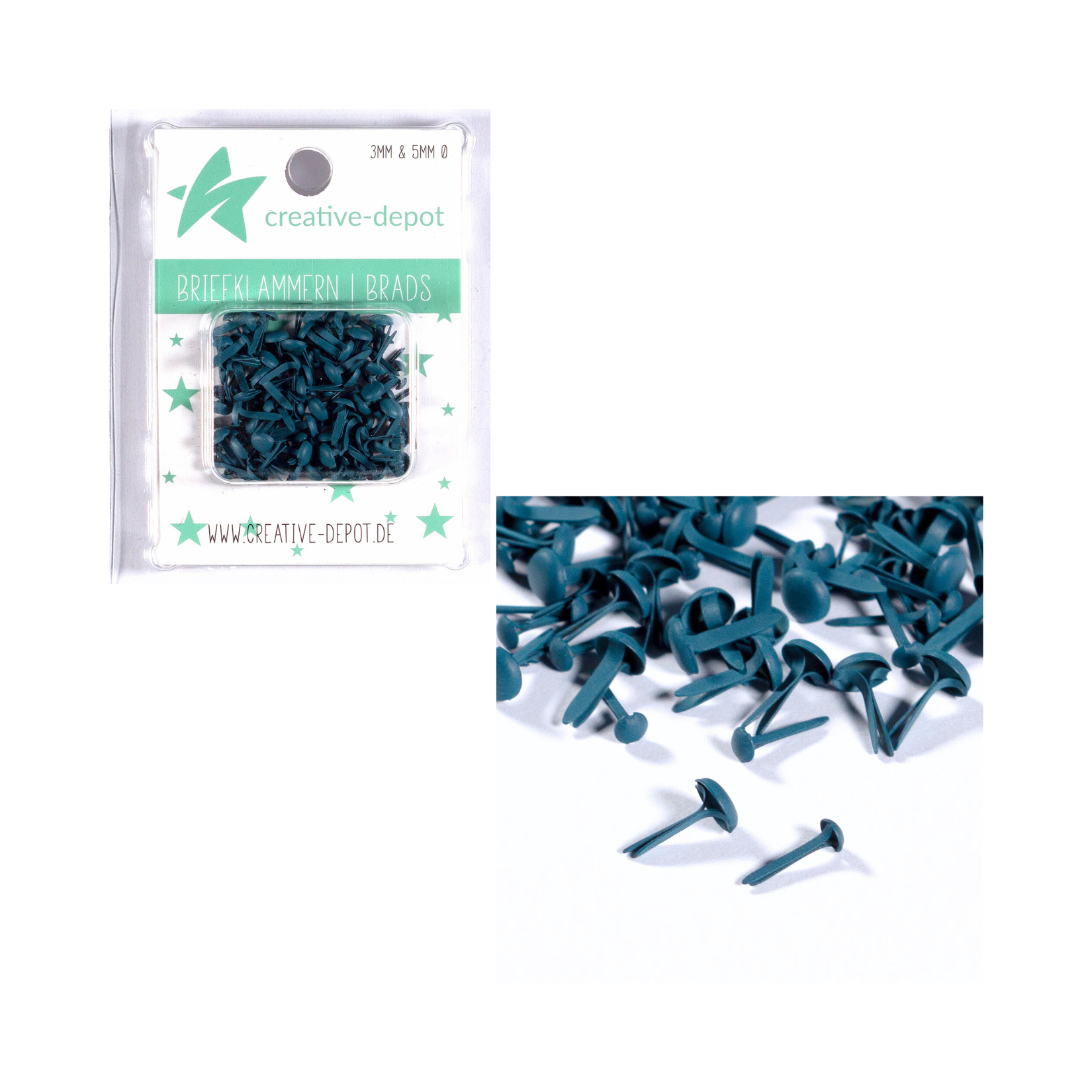 Brads - Pfauenblau - Matt - 100 Stück