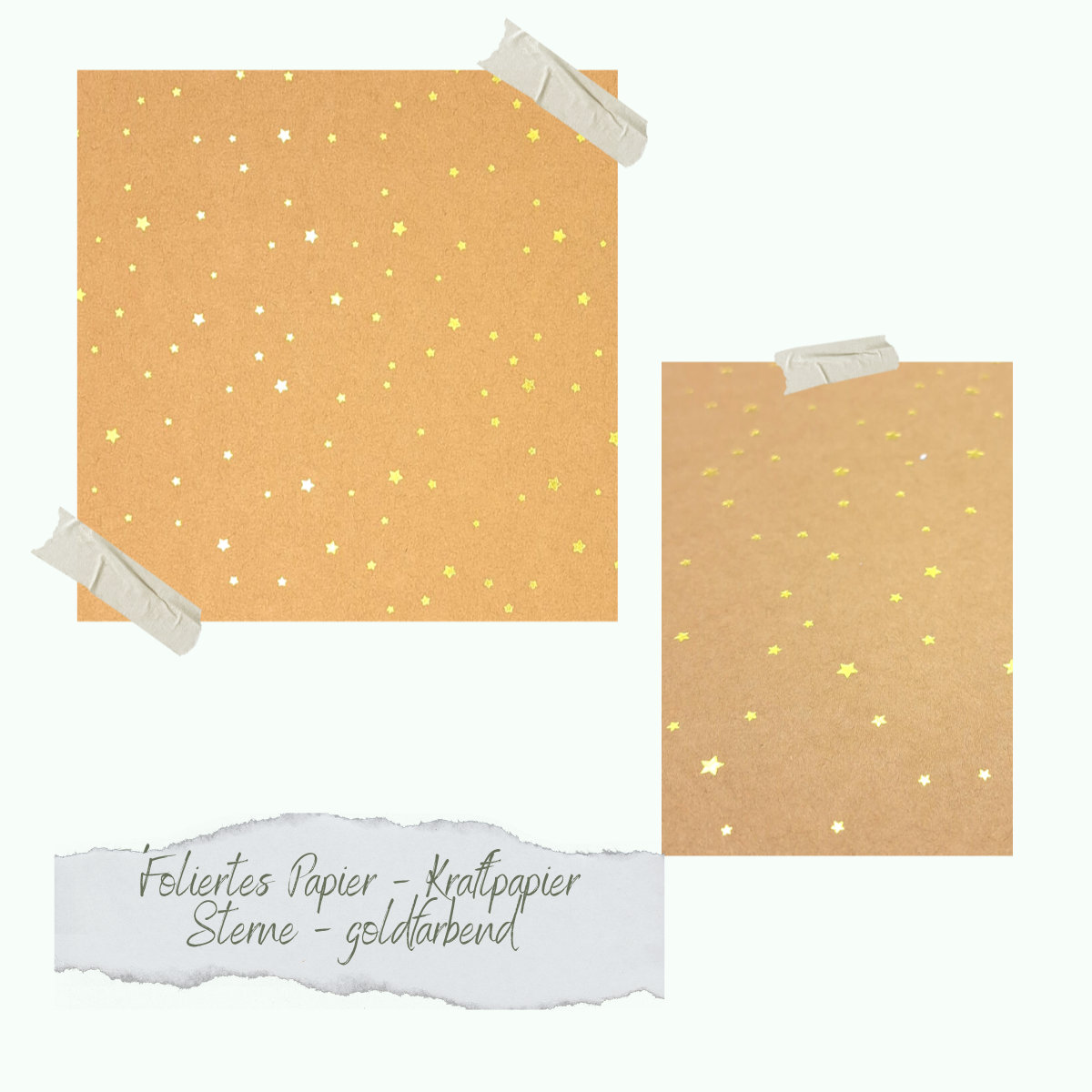 CD-DG-010-1 Papier moussé - Kraftpapier - Sterne - goldfarbend