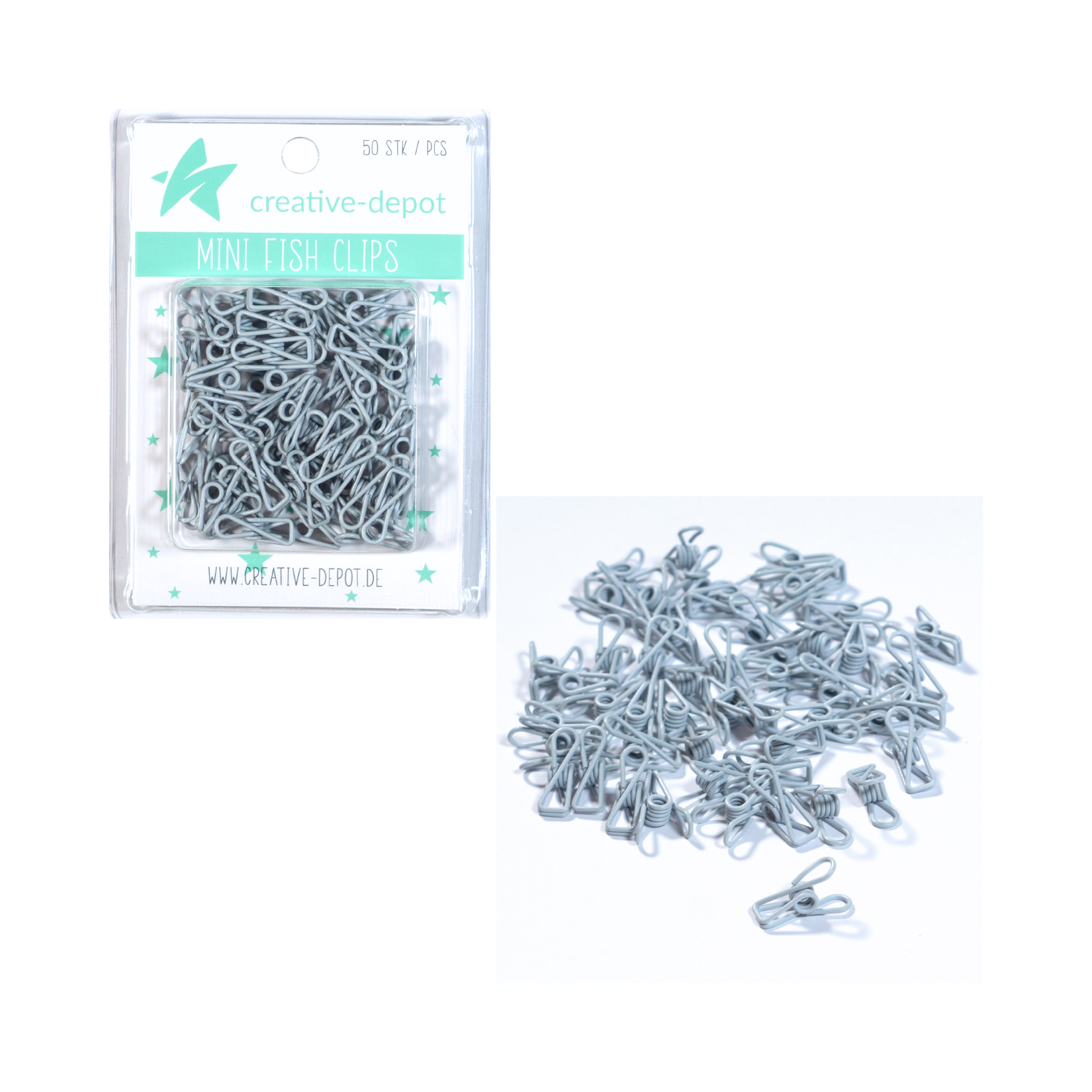 Mini Fish Clip - Hellgrau - Matt - 50 Stück