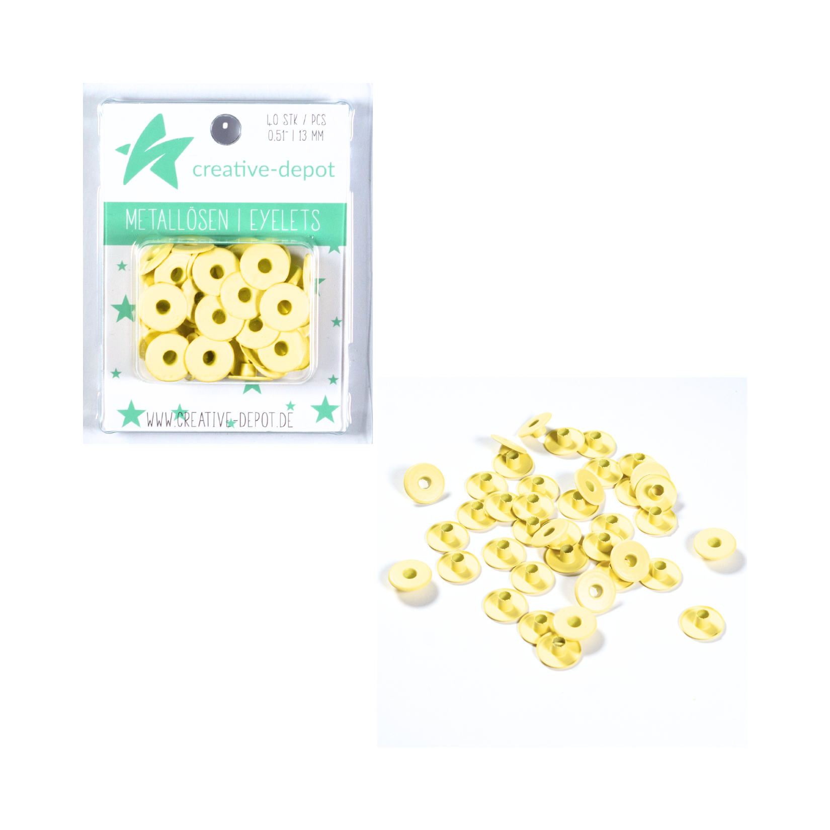 Breite Eyelets - Babygelb - Matt - 13 mm