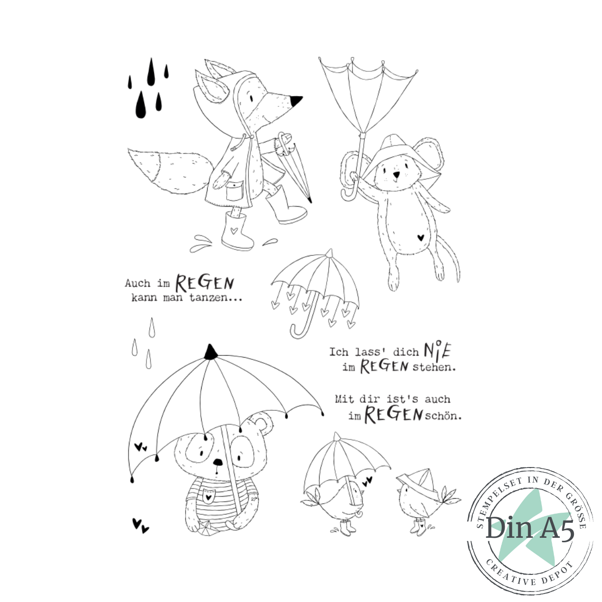 Stempelset - Schietwetter-Tiere 