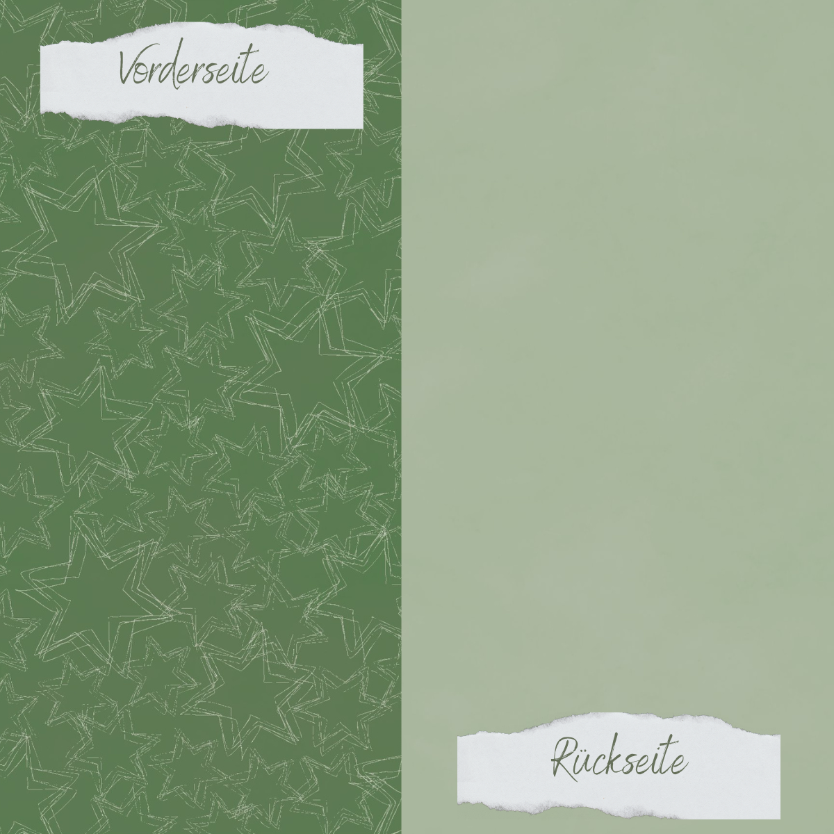 Designpapier - Basic - Olive - Doodle Sterne + Uni hell - Doppelseitig bedruckt