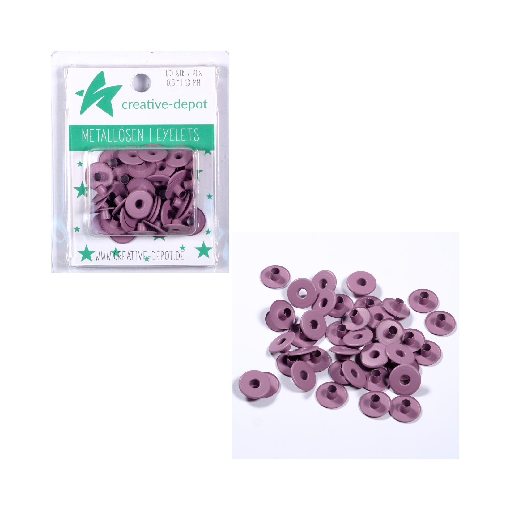 Breite Eyelets - Malve - Matt - 13 mm