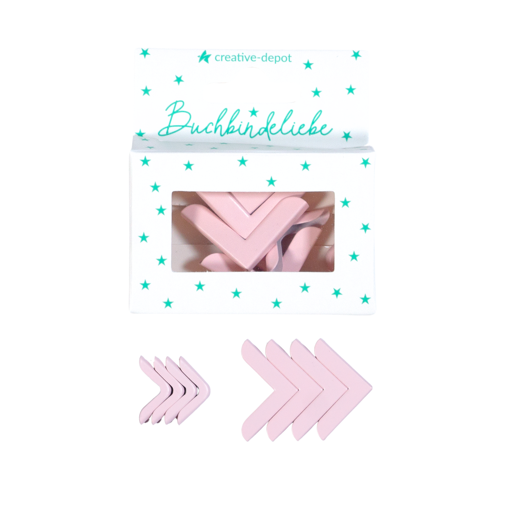 Buchecken - Babyrosa - Matt - Buchbindeliebe - 8 Stück