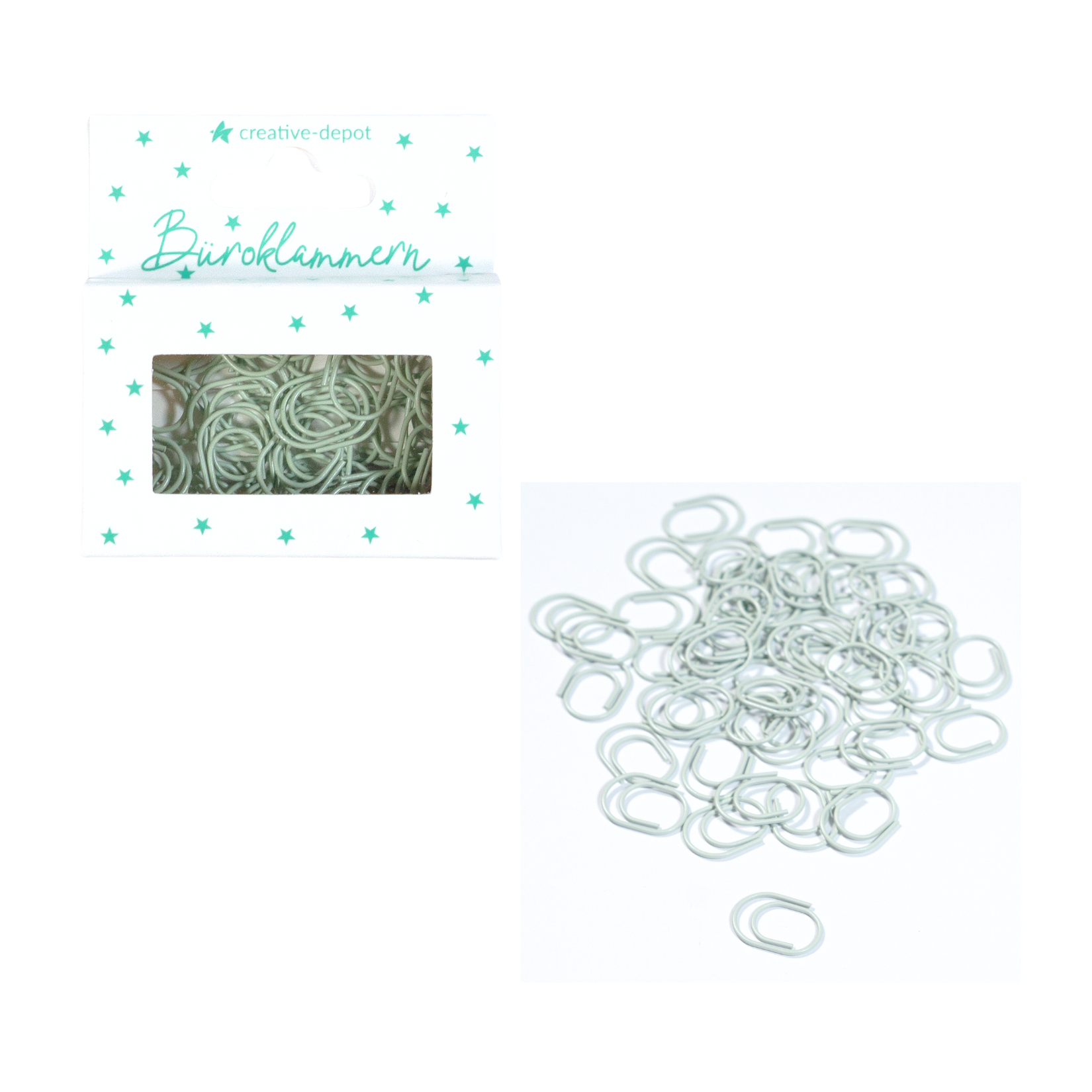 Büroklammer Oval - Babymint - Matt - 50 Stück