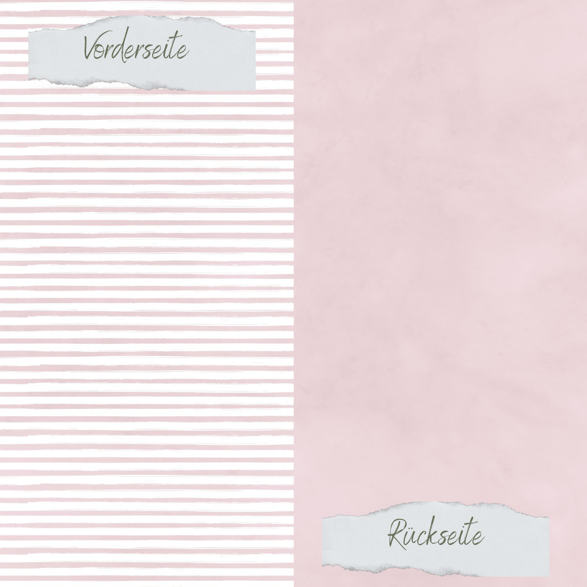 Designpapier - Basic - Puderrosa - Streifen + Uni - Doppelseitig bedruckt