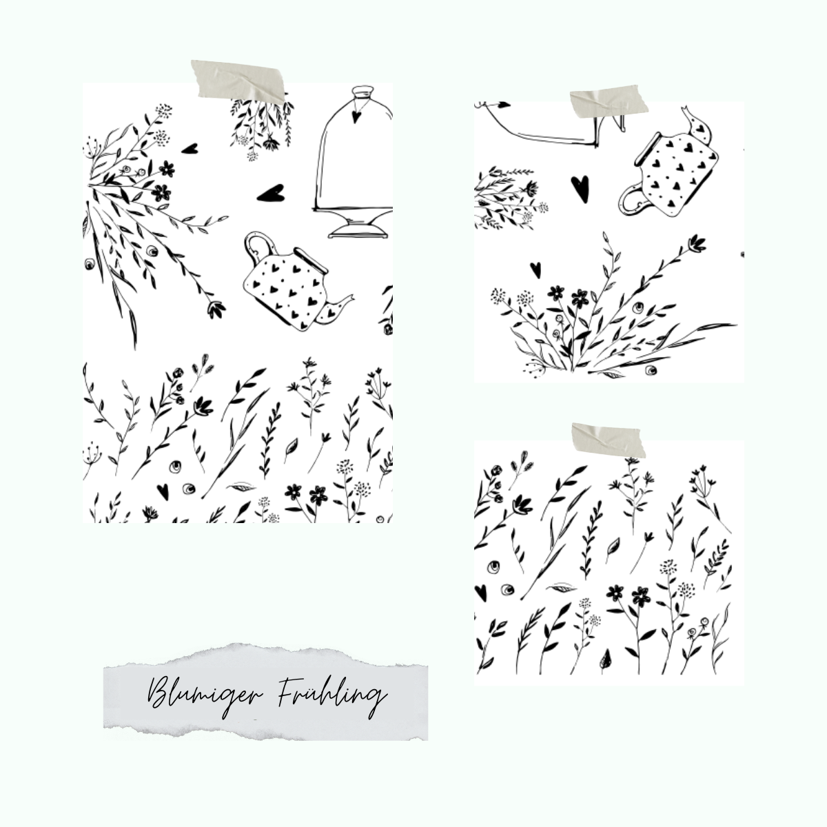 Blumiger-Fr-hling Stempelset - Blumiger Frühling - mit Herzchen und Kanne