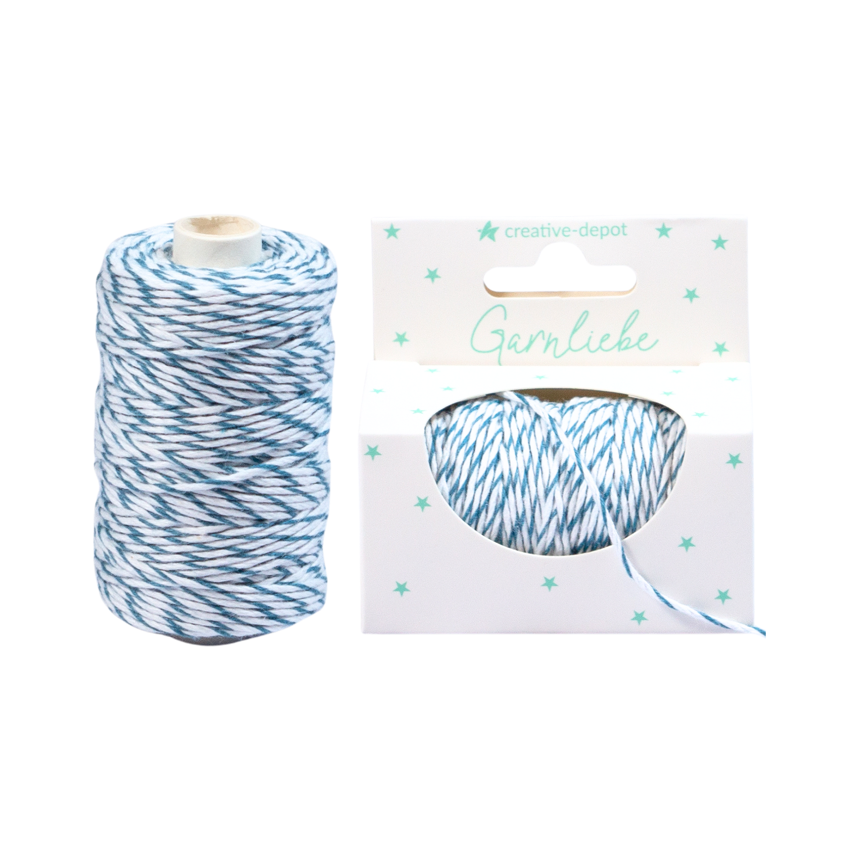 Baker Twine  - Weiß & Pfauenblau - Garnliebe