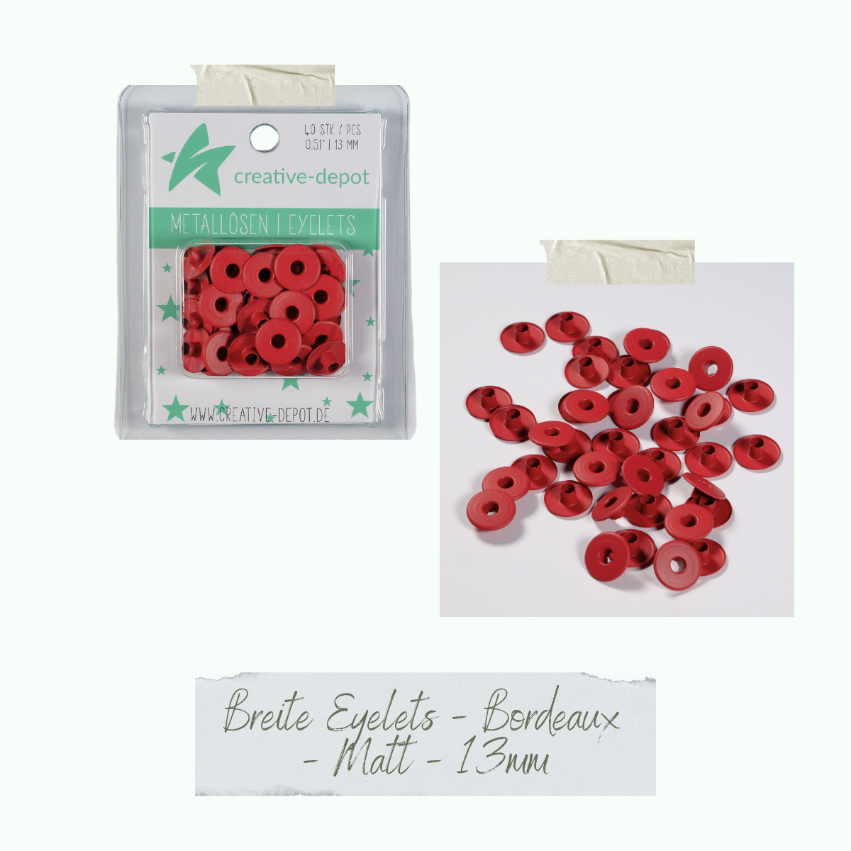 CD-EY-107_Breite-Eyelets-Bordeaux-Matt-13mm  Breite Eyelets - Bordeaux - Matt  13 mm
