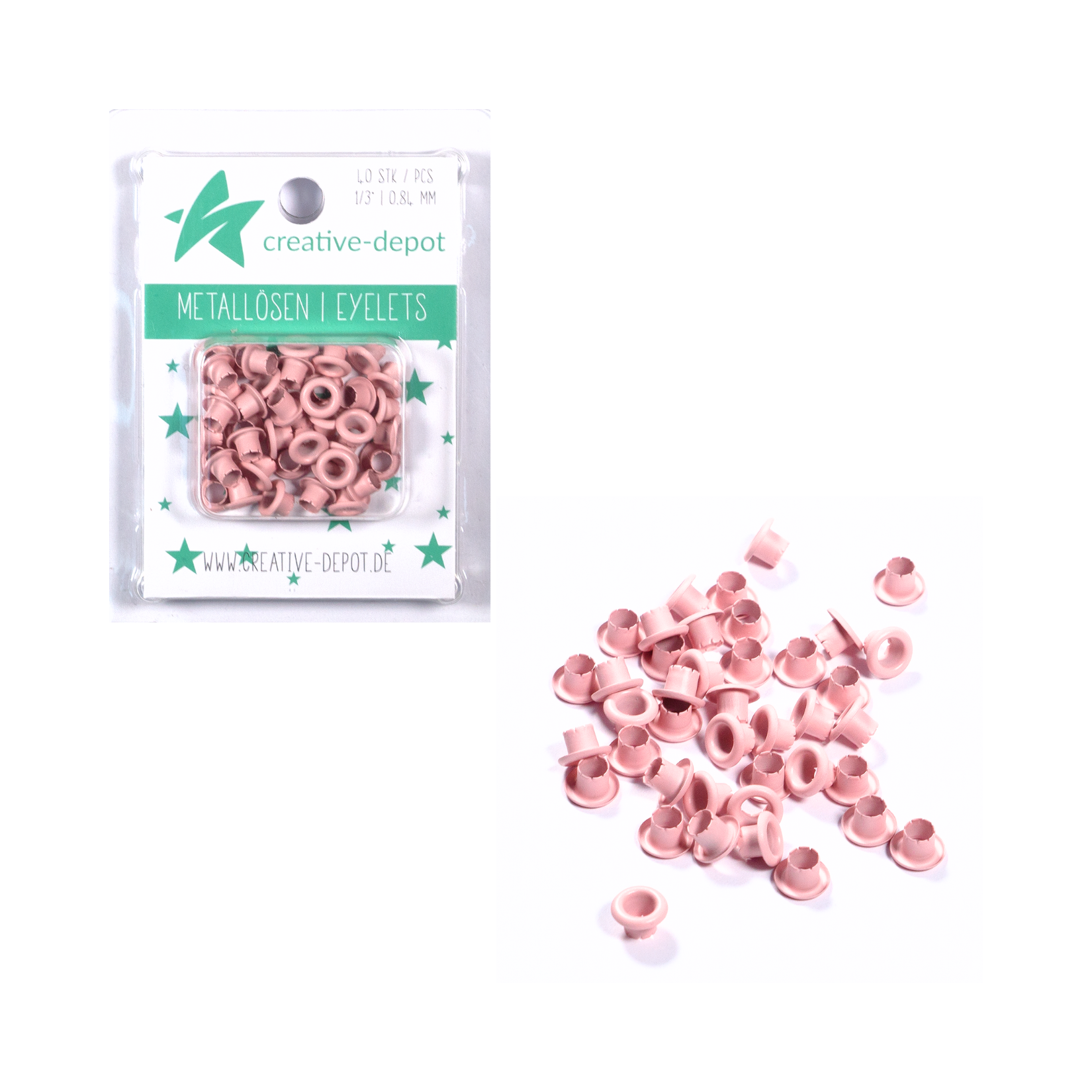 Eyelets - Kaugummi Rosa - Matt - 8 mm