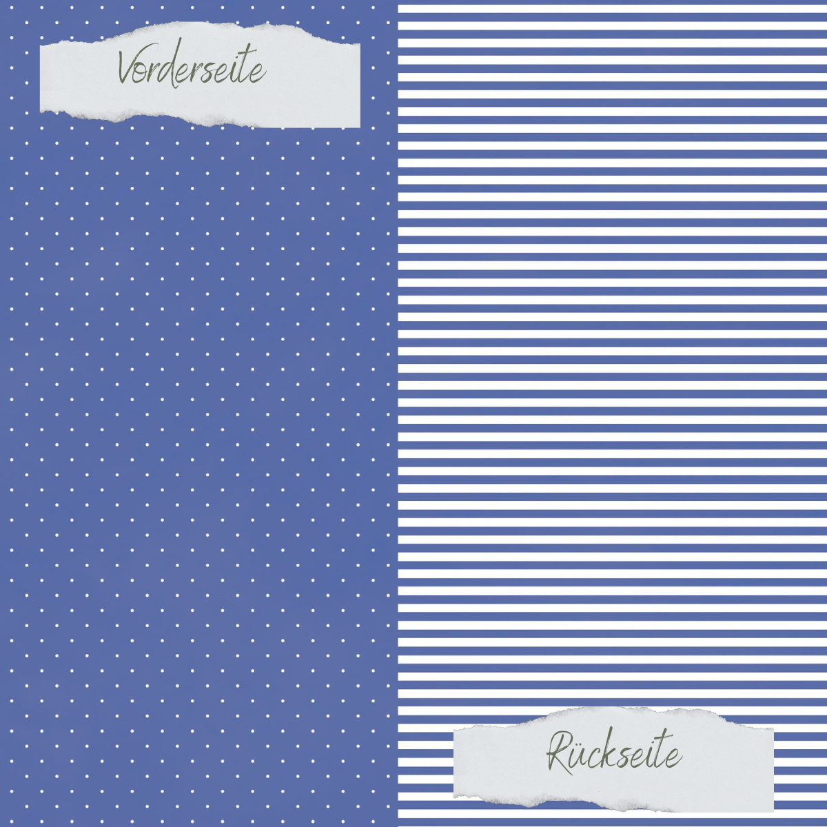 Designpapier - Basic - Jeansblau - Mini Pünktchen + Schmale Streifen - Doppelseitig bedruckt  