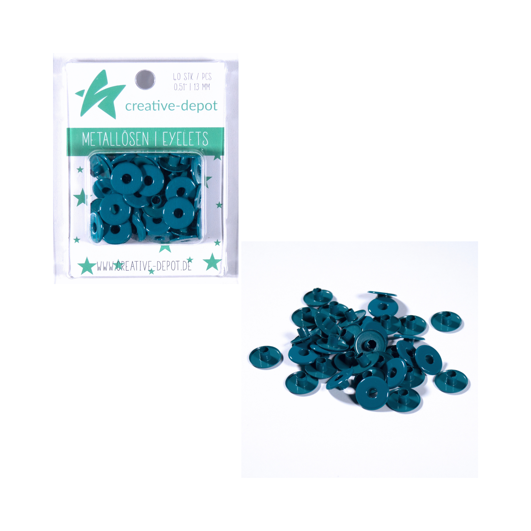 Breite Eyelets - Smaragd - 13mm