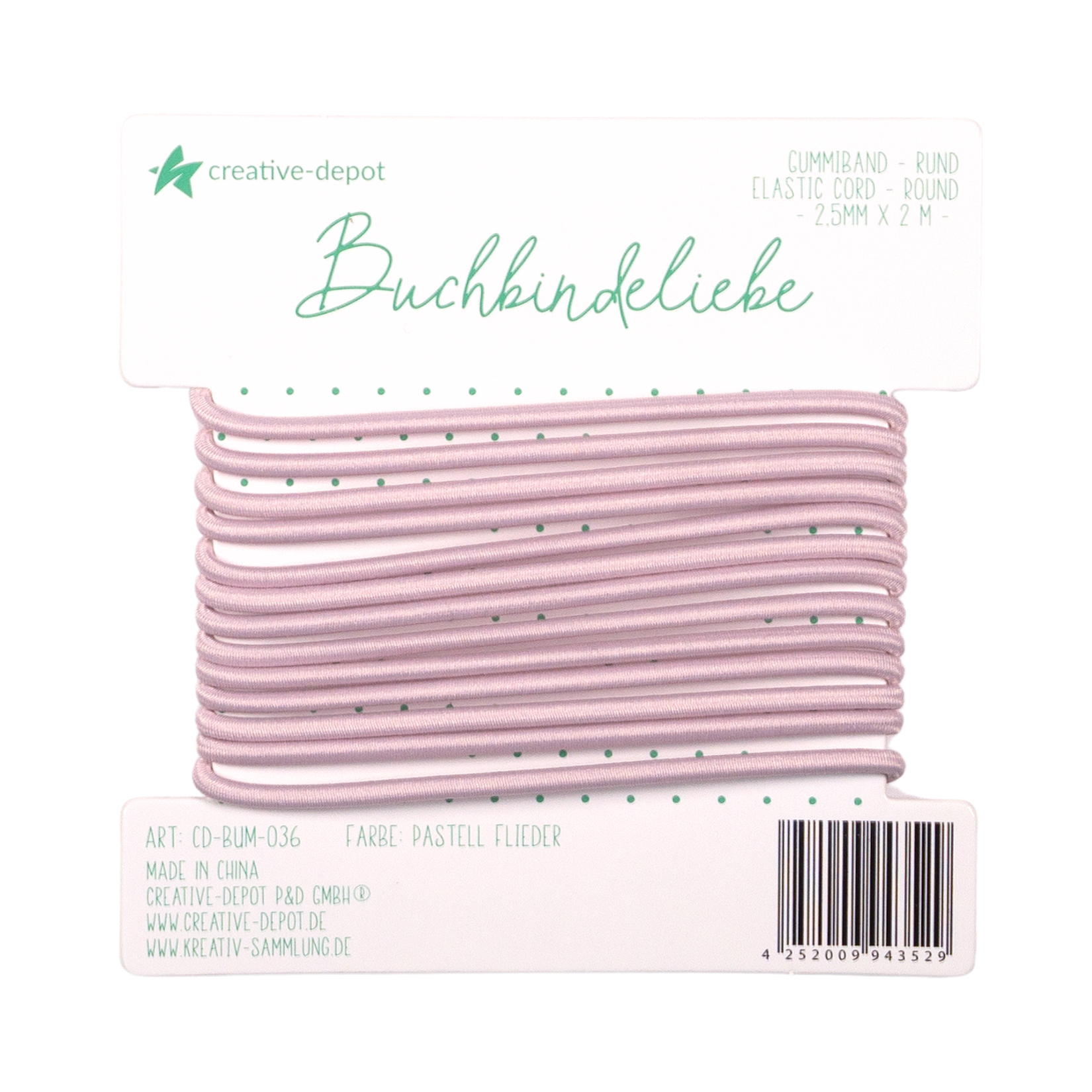Gummiband - Pastell Flieder - rund - Buchbindeliebe