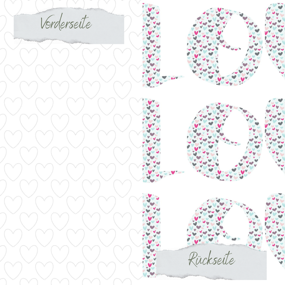 Designpapier - Scrapliebe - Kleiner Liebesbrief - Love - Doppelseitig bedruckt