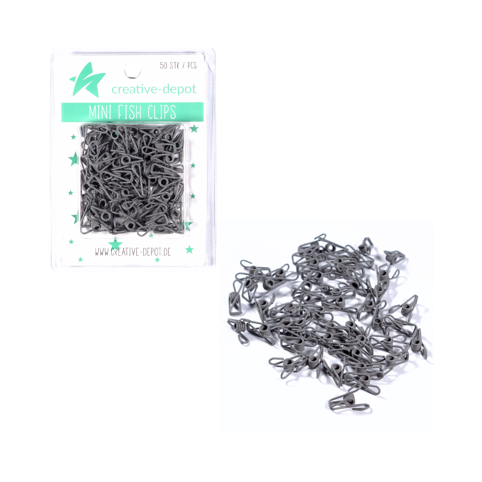 Mini Fish Clip - Dunkelgrau - Matt - 50 Stück