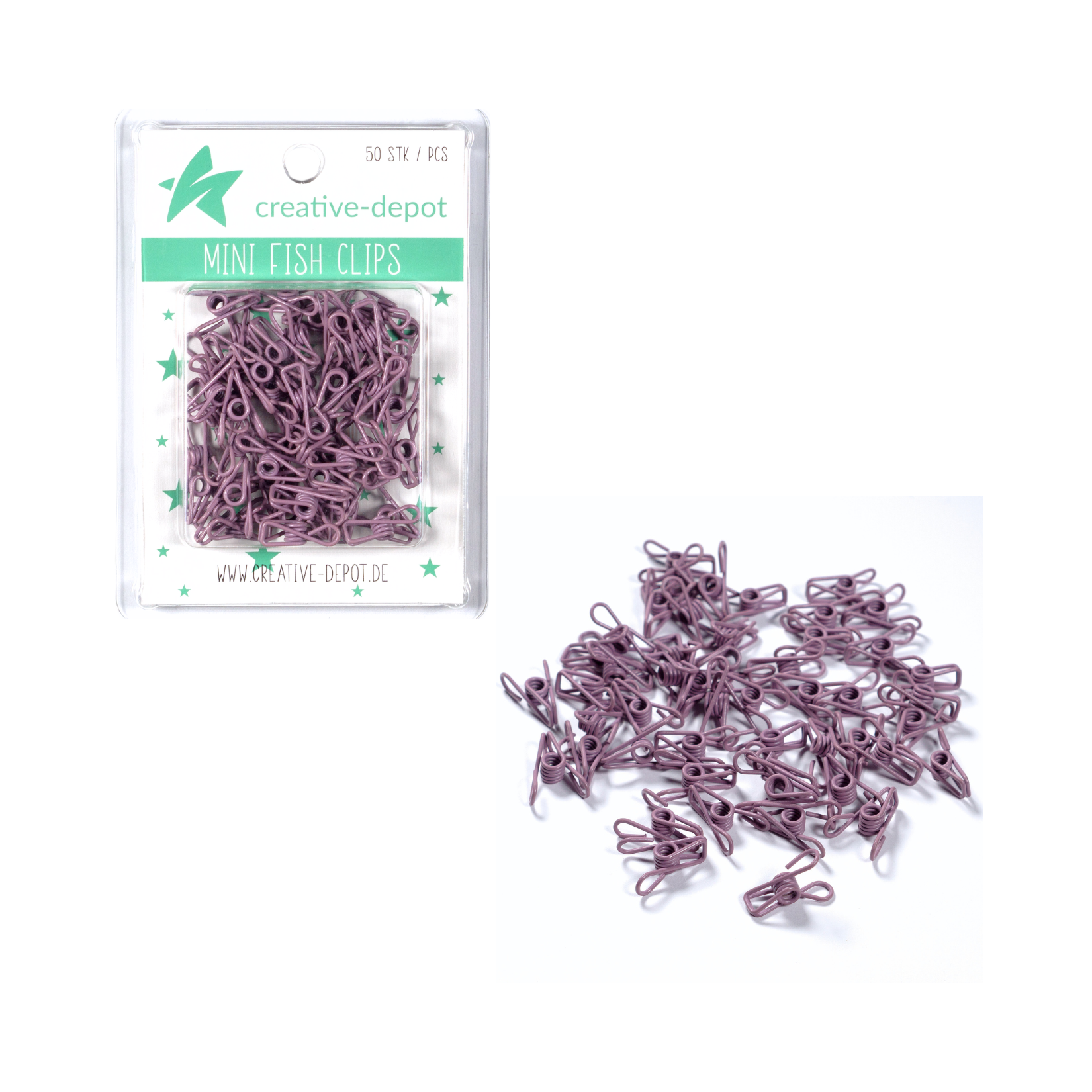 Mini Fish Clip - Malve - Matt - 50 Stück