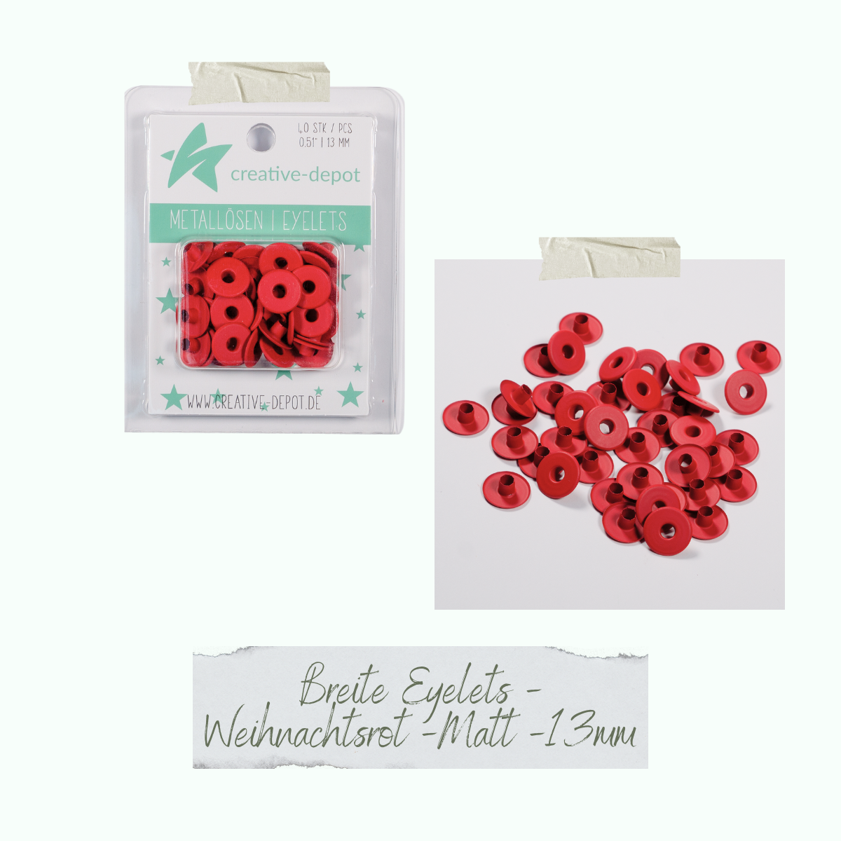 CD-EY-050_Breite-Eyelets-Weihnachtsrot-Matt-13mm Breite Eyelets - Weihnachtsrot - Matt - 13 mm