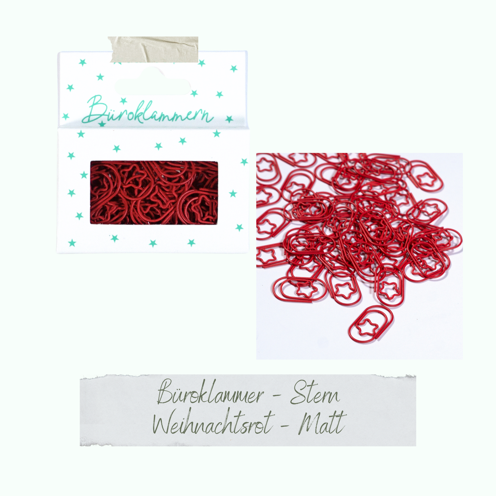 Büroklammer Stern - Weihnachtsrot - Matt - 50 Stück Büroklammer Stern - Weihnachtsrot - Matt - 50 Stück
