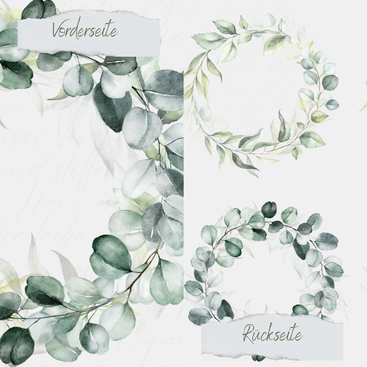Designpapier - Eukalyptusliebe - Doppelseitig bedruckt