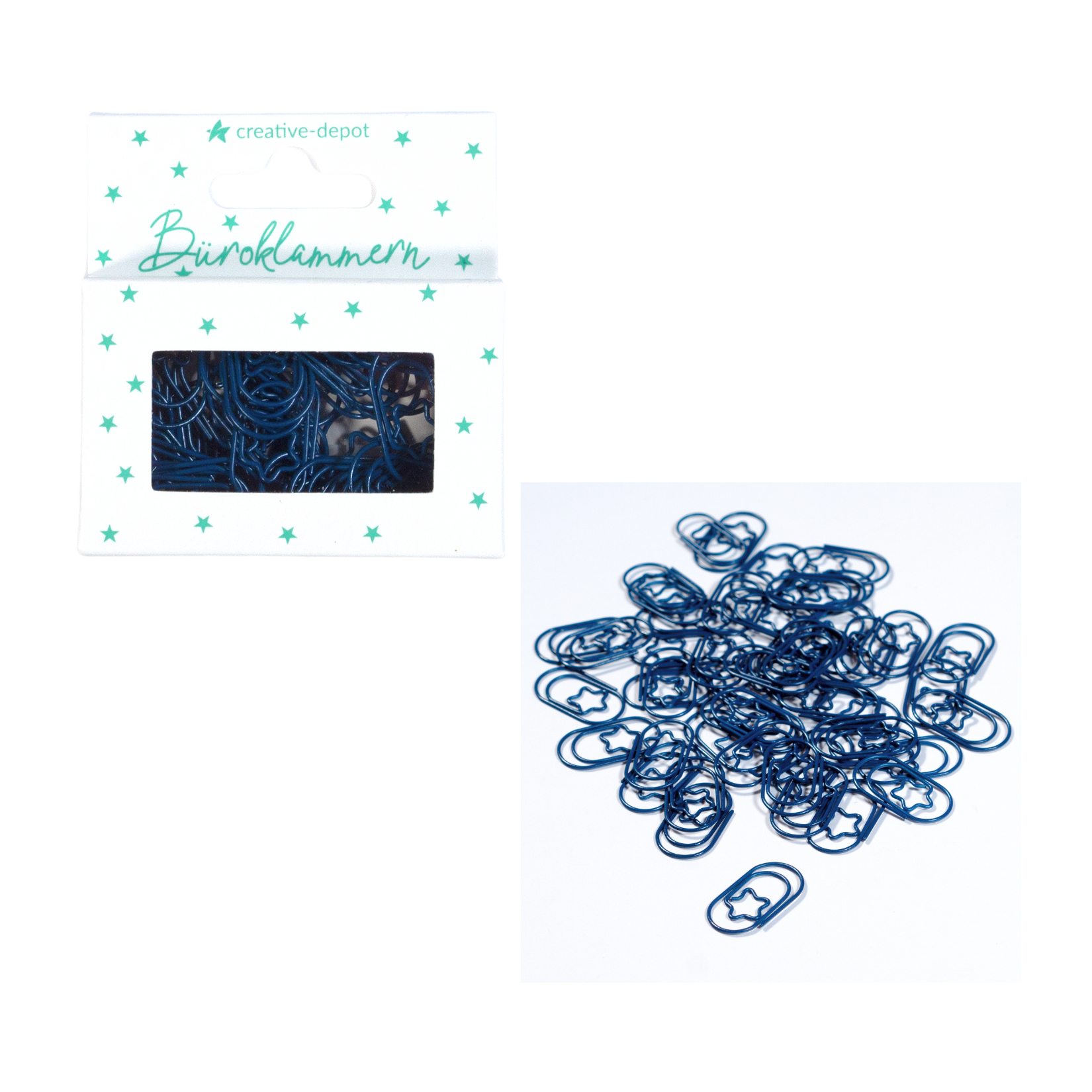 Büroklammer Stern - Marineblau - Matt - 50 Stück