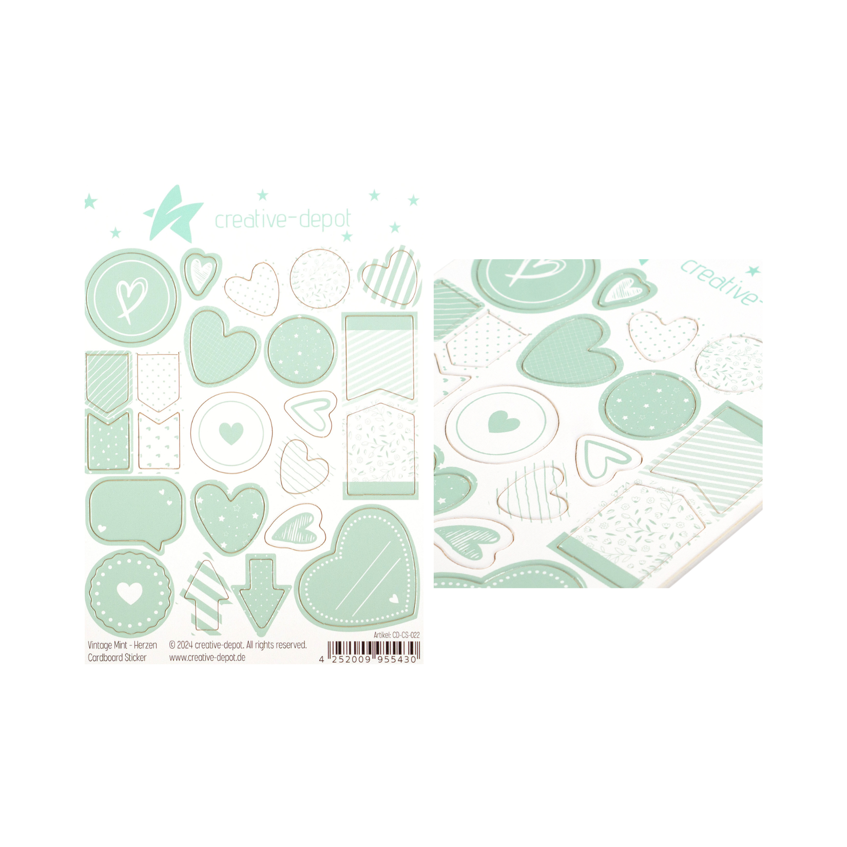 Cardboard Sticker - Vintage Mint - Herzen