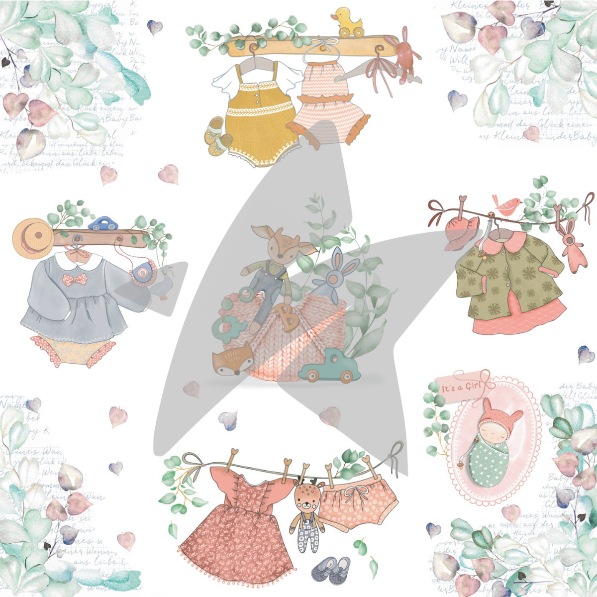 CD-DP-657-Designline-Boho-Baby-Girl Papel de diseño - Designline - Boho - Bebé niña