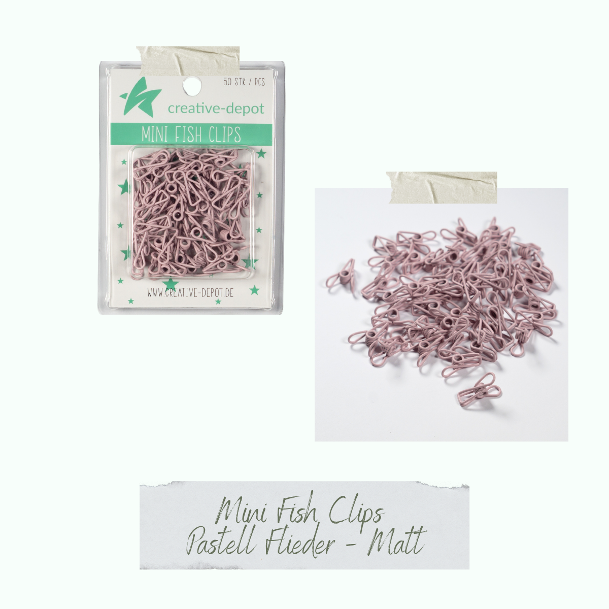 Mini Fish Clip - Pastell Flieder - Matt - 50 Stück Mini Fish Clip - Pastell Flieder - Matt - 50 Stück