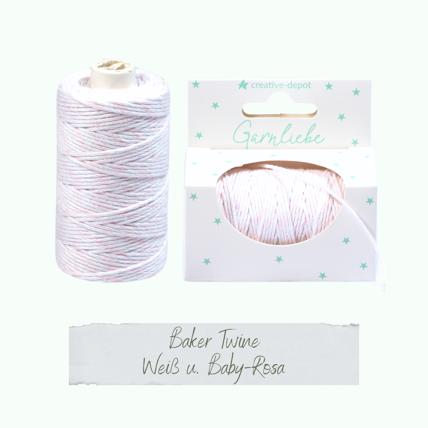 Baker Twine - Weiß & Baby-Rosa - Garnliebe