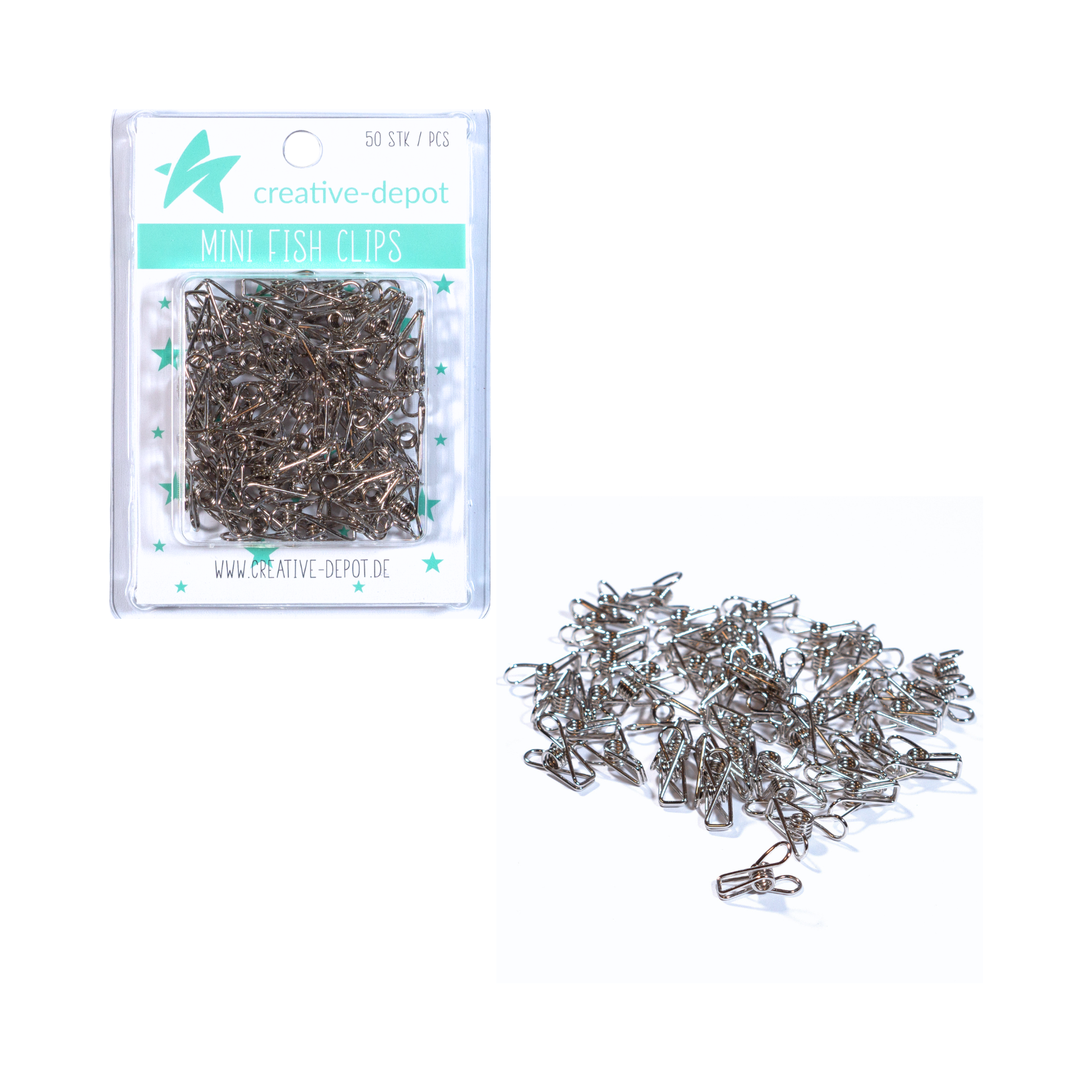 Mini Fish Clip - silberfarbend - 50 Stück