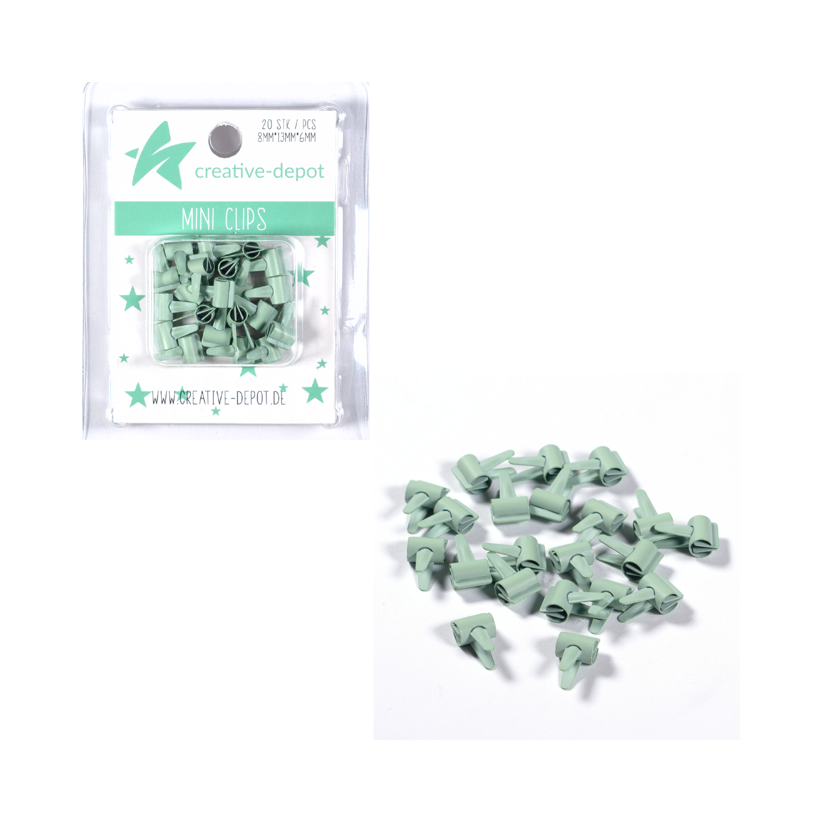 Mini Clip - Vintage Mint - Matt - 20 Stück