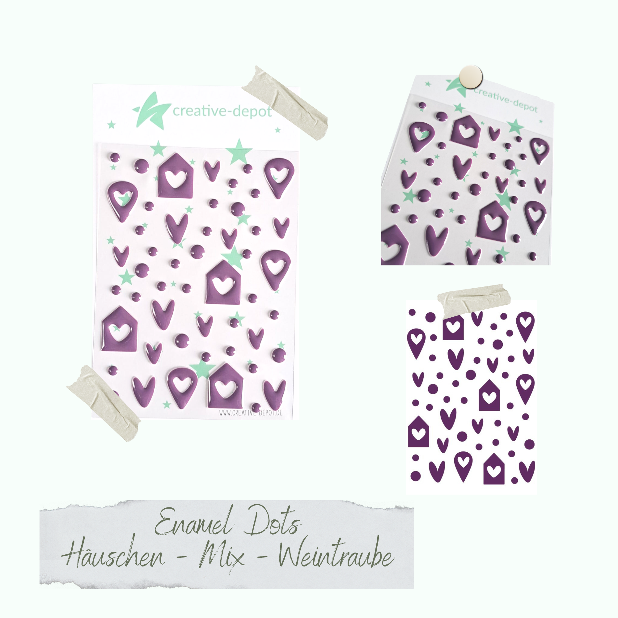 CD-ED-103 Enamel Dots - Häuschen Mix - Weintraube