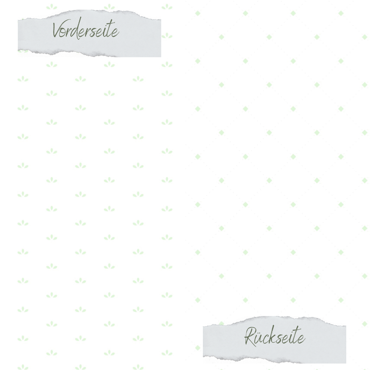 Designpapier - Basic - Seeglas - Blütenblätter + Elegante Karos - Doppelseitig bedruckt